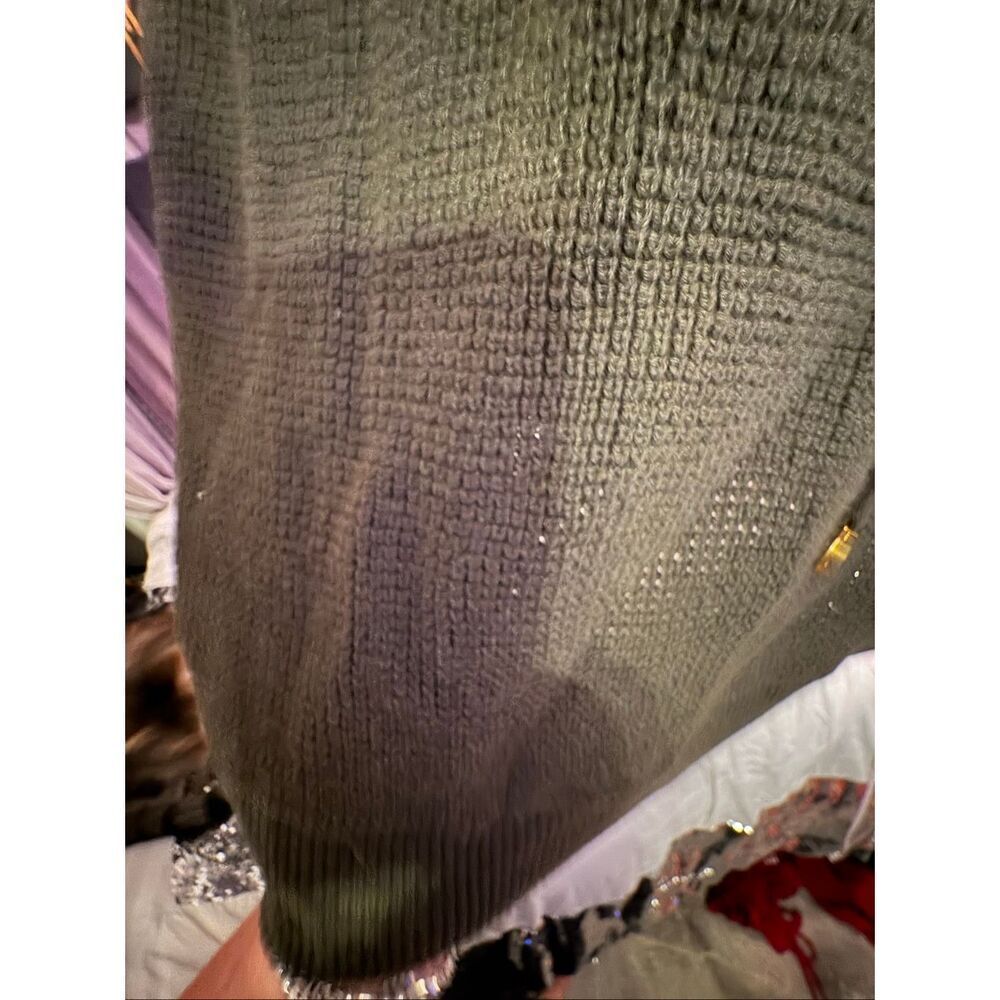 Mk Michael Kors olive green waffle knit sweater hooded plus 2xl - Picture 3 of 5